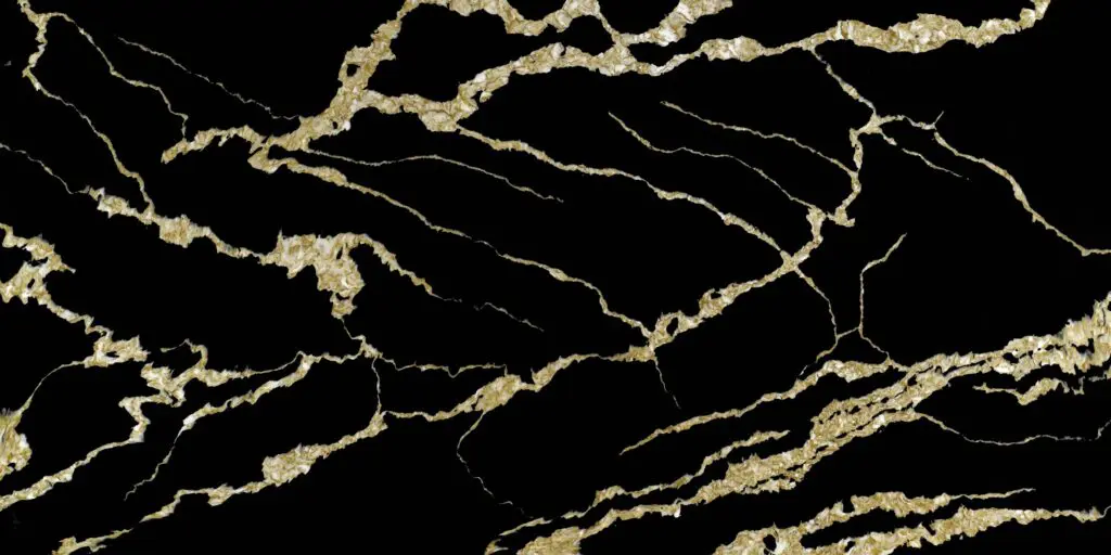 Black marble surface with gold veining.
