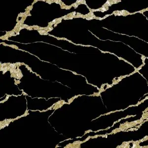Black marble surface with gold veining.