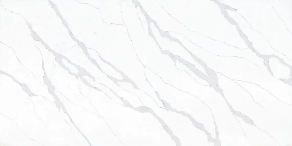White marble surface with subtle gray veining.