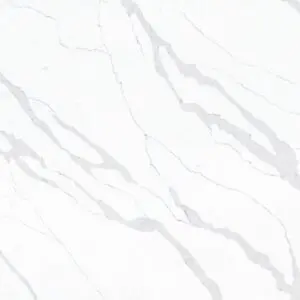 White marble surface with subtle gray veining.