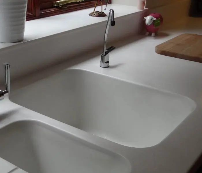 Modern kitchen sink with countertop