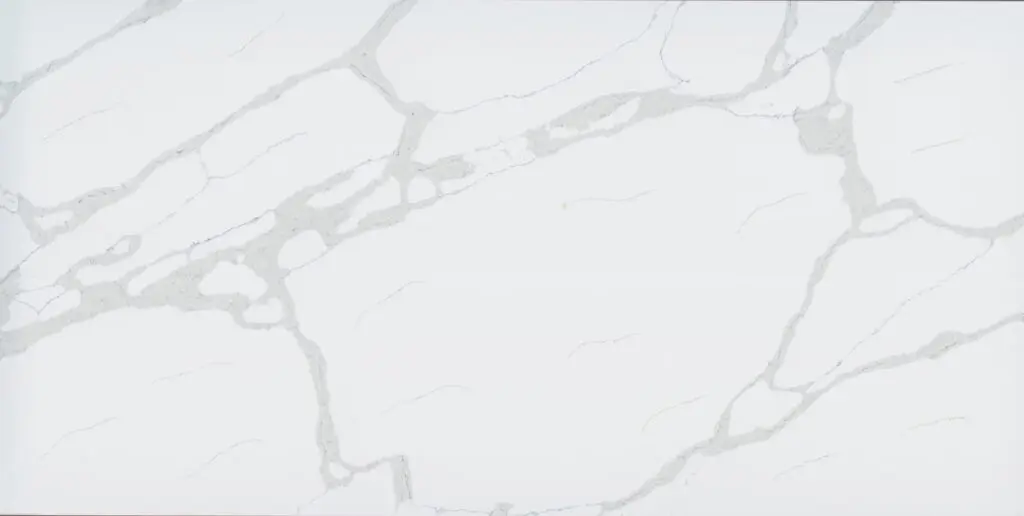 Close-up of white marble surface with gray veins.