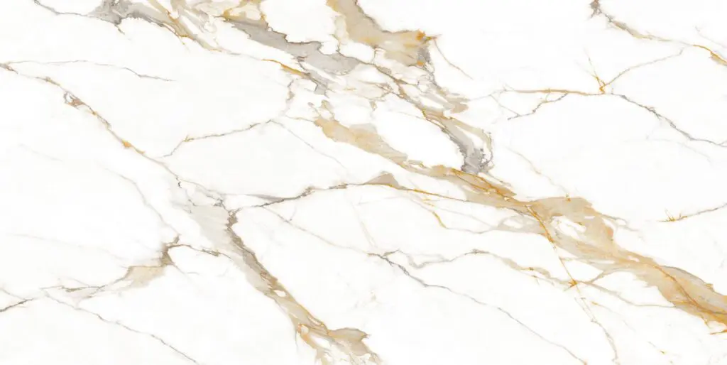 Elegant white marble with gold veins.