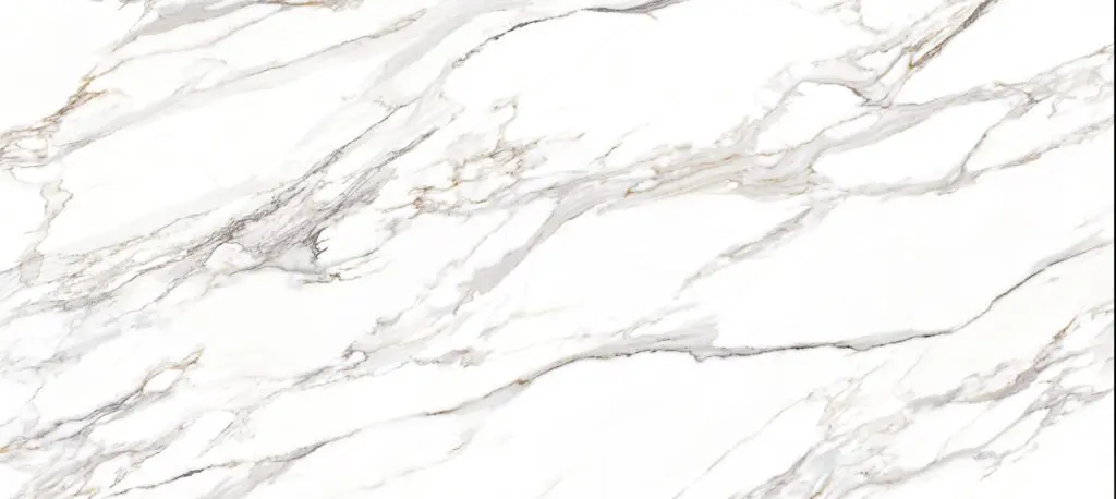 White marble surface with gray veins.