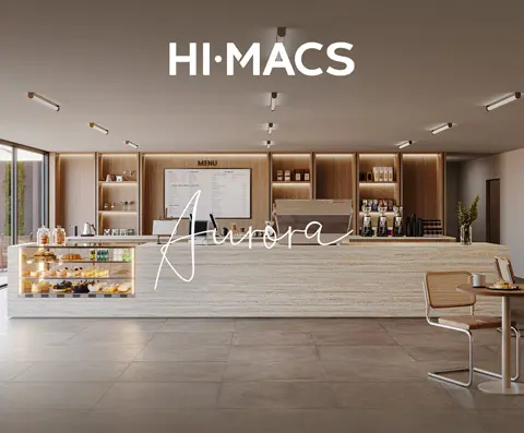 Modern minimalist coffee shop counter and display