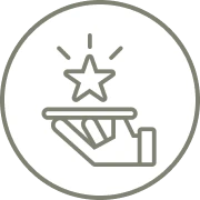Star above a hand symbol